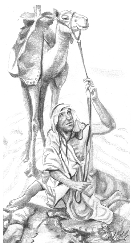 Illustration Mann mit Kamel
