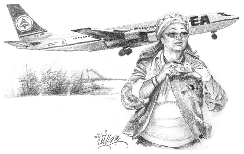 Illustration Liegender Touristin