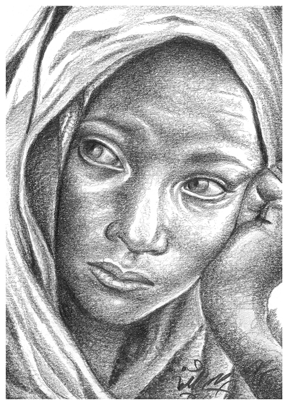 Illustration Nachdenkliche Frau