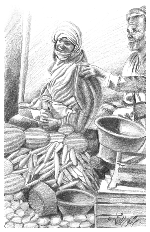 Illustration Marktstand