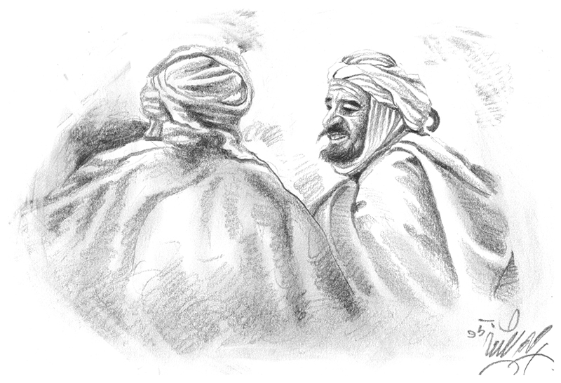 Illustration Männer beim Gespräch